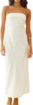 Women's Satin Silk Backless Strapless Tube Maxi Dress