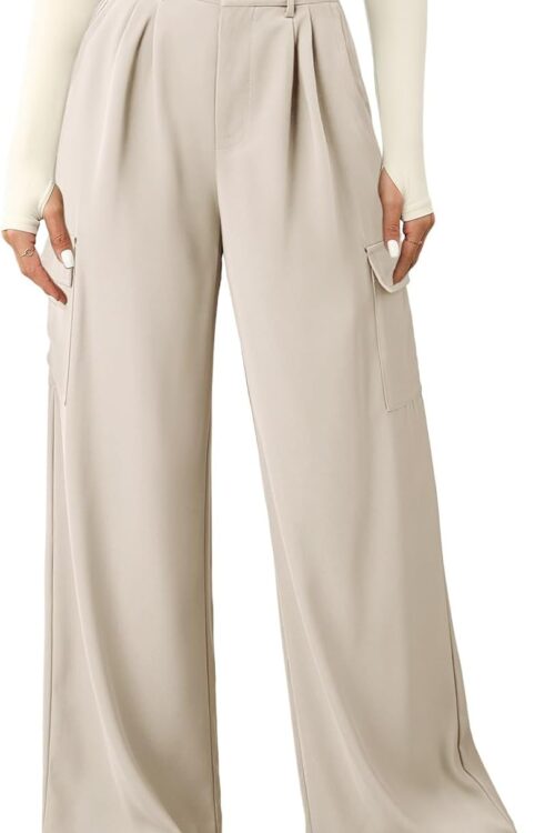 Women's High Waisted Wide Leg Cargo Pants with Pockets