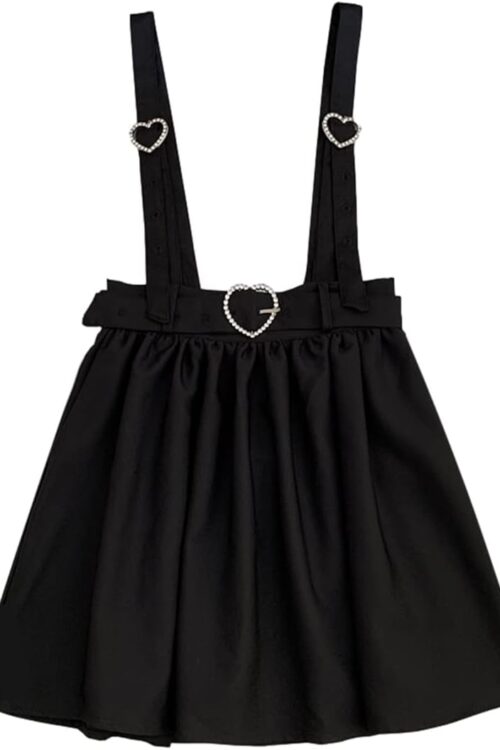 Women's Gothic Lolita Heart Button Adjustable Suspender Skirt