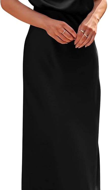 Women's Sleeveless Mock Neck Satin Maxi Cocktail Dress