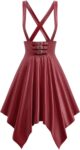 Women's Gothic PU Panel Crisscross Suspender Asymmetric Skirt