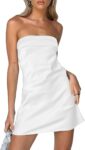 Women's Satin Silk Backless Strapless Mini Club Dress