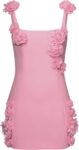 Women's Pink Rosette Applique Mini Dress