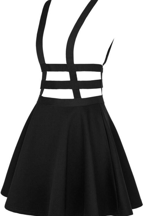 Women's A-Line Solid Suspender Mini Skirt