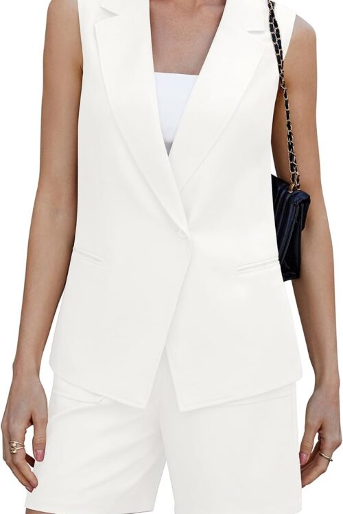 Women's Asymmetrical Vest Notched Collar Blazer Shorts Set