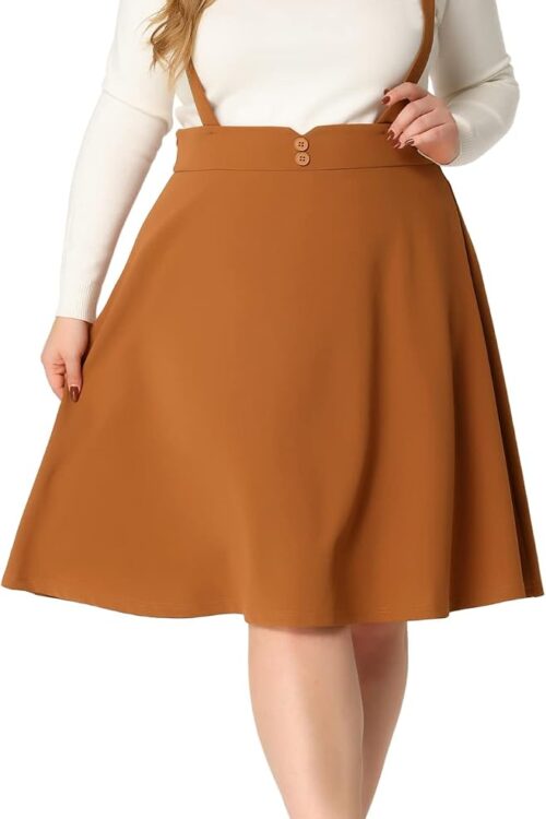Plus Size Women's Detachable Strap Suspender Skirt