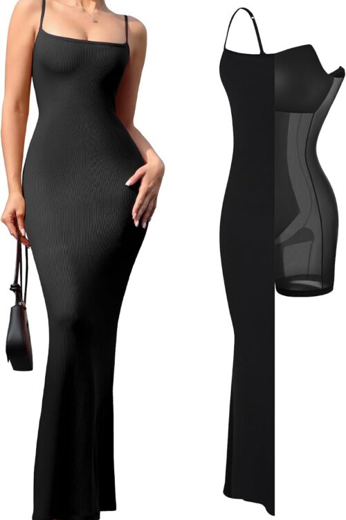 Women's Summer Maxi Shapewear Dress with Built-in Bra