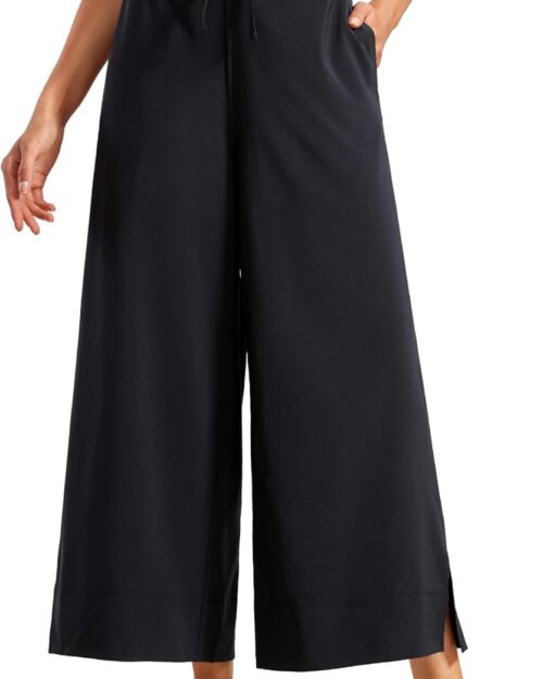 Women's Lightweight High Waisted Cropped Wide Leg Sweatpants