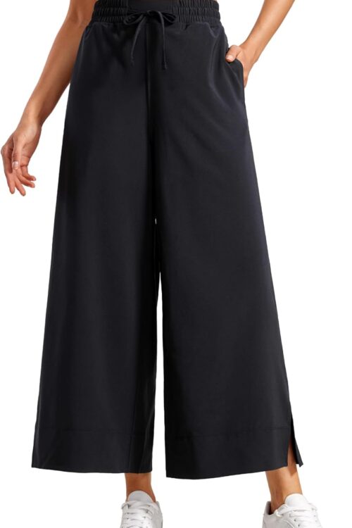 Women's Lightweight High Waisted Cropped Wide Leg Sweatpants