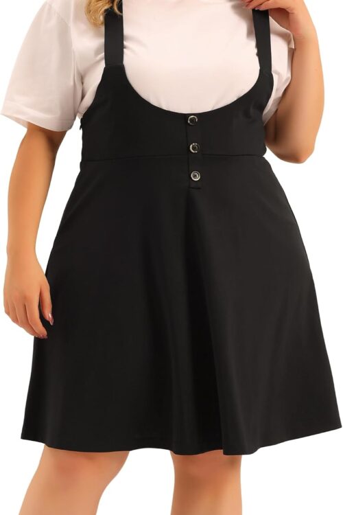 Plus Size Women's High Waist Detachable Strap Suspender Skirt