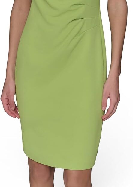 Women's Short Ruched Sleeve Jewel Neck Sheath Mini Dress