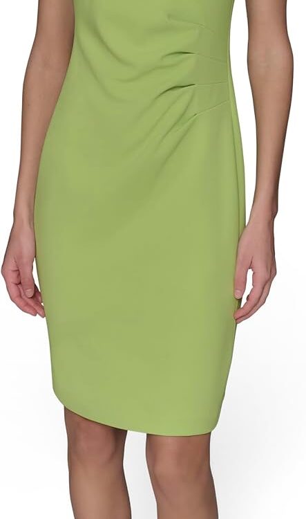 Women's Short Ruched Sleeve Jewel Neck Sheath Mini Dress
