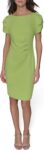 Women's Short Ruched Sleeve Jewel Neck Sheath Mini Dress