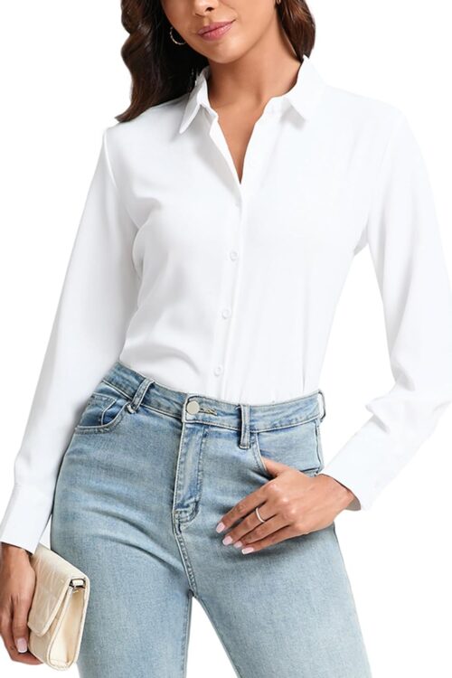 Women's Stretch Long Sleeve Wrinkle-Free Button Down Shirt
