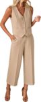 Women's Sleeveless Blazer Vest with Wide Leg Capri Pants Set