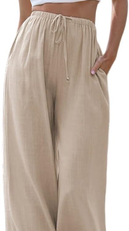 Women's Cotton Linen Wide Leg Beach Palazzo Pants