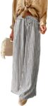 Women's Striped Drawstring Elastic Waist Wide Leg Pants