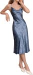 Women's Spaghetti Strap Cowl Neck Long Slip Satin Dress