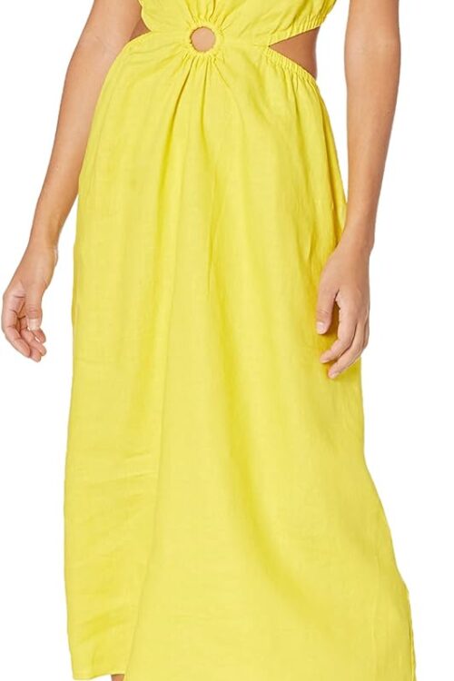 Women's Linen Cut Out Midi Dress