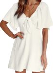 Women's Deep V Neck Bow Tie Mini Spring Dress