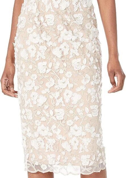 Women's V Neck Embroidered Sleeveless Belted Midi Dress