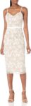 Women's V Neck Embroidered Sleeveless Belted Midi Dress