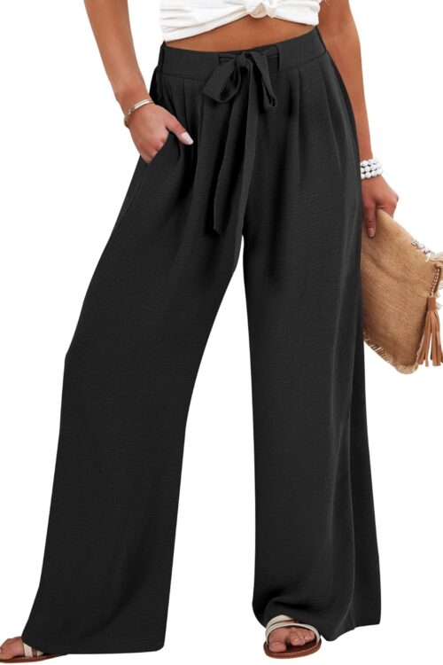 Women's High Waist Flowy Wide Leg Palazzo Pants