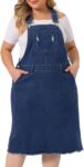 Plus Size Women's Distressed Racerback Denim Suspender Skirt