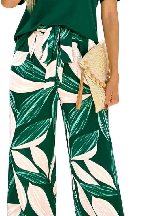 Women's Floral Knit Top Wide Leg Pant Set