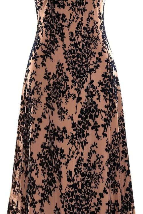 Women's Sleeveless Spaghetti Strap Cowl Neck Floral Midi Dress