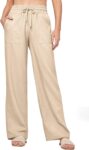Women's Casual Linen Wide Leg Palazzo Pants with Pockets
